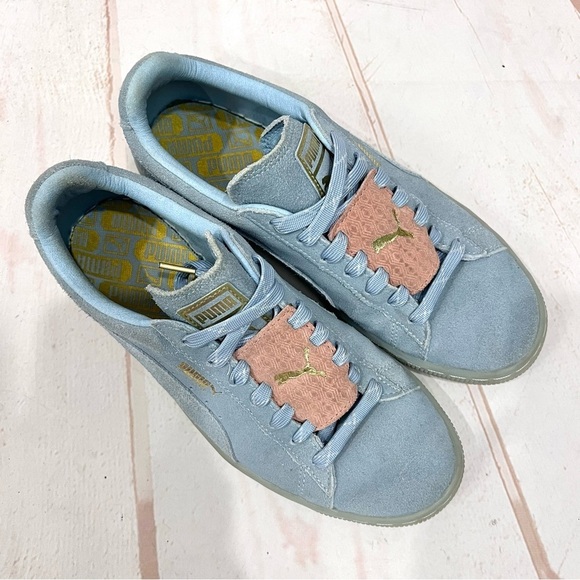 Puma Classic Suede Epic Remix Baby Blue Fog Salmon Pink Gold Training Sneakers main image 4